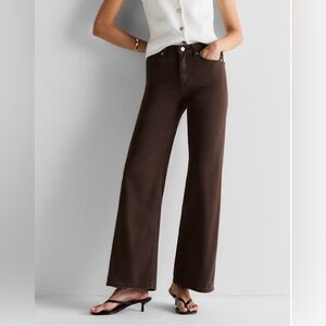 NWT Quince bella stretch coffee brown wide leg pants 29 8 Zara The Great Sezane